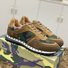 华家迷彩运动铆钉鞋男高品质皮鞋厚底真皮时尚休闲百搭系带潮鞋男