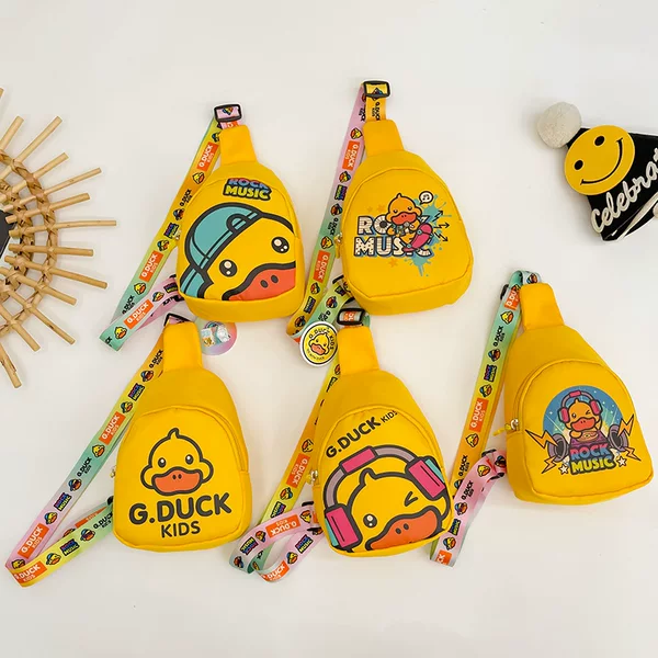 2023 Summer New Children's Bag Cartoon Yellow Duck Boys and Girls Crossbody Bag Cute Baby Outgoing Fashion Chest Bag