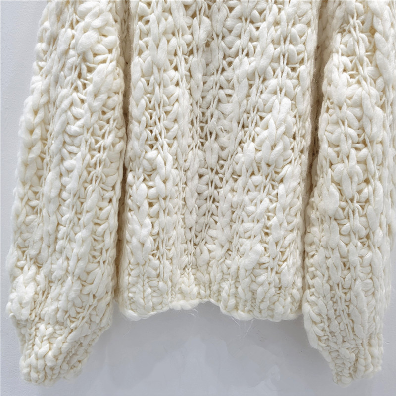 Cardigan de color sólido con aguja exterior 25 otoño y invierno suelto corto chaqueta de tejido a mano chaqueta de aire extranjero