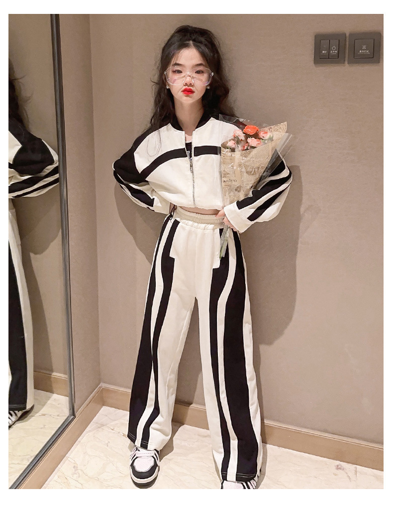 Ensemble deux pièces de sport décontracté pour filles, nouveau Design Sense, vêtements tendance pour enfants, printemps et automne 2023_voghion.com