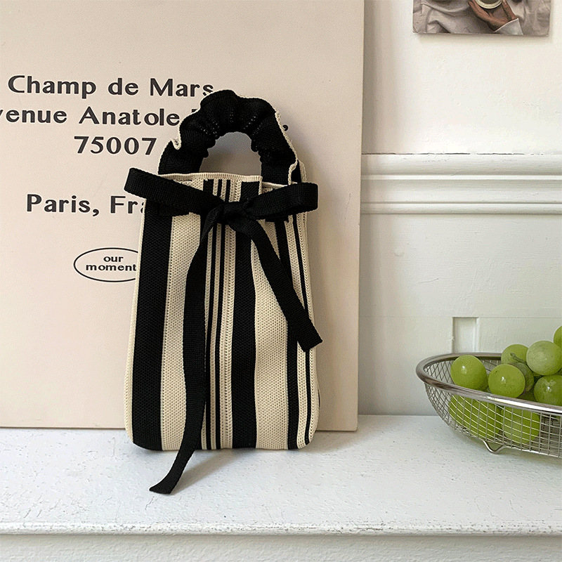 Bolsa de punto, oreja de madera, diseño de nicho, bolso con cordón de dibujos animados, bolso de mensajero portátil de todo fósforo, bolso de teléfono móvil