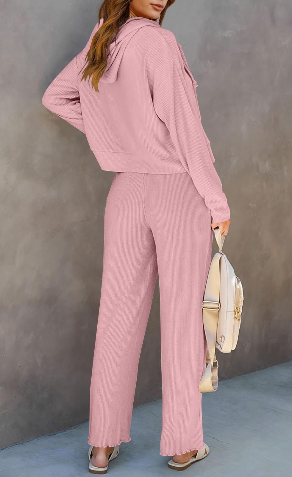Conjunto de Ropa de Casa para Mujer de Poliéster con Capucha y Manga Larga
