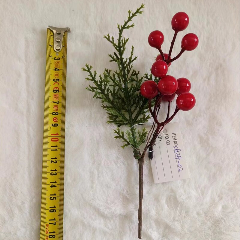 クリスマスブーケアクセサリー 雪の結晶麻紐風 赤い果実ブーケ DIYリース 跨境工場直送 手作り|undefined
