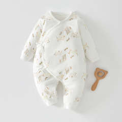 安陽嬰童裝新生兒衣服初生滿月寶寶和尚服春秋季夾棉保暖哈衣爬服
