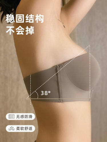 Original no-shoulder strap underwear for women, shaping and non-slip, small bust size, large appearance, non-slip, wrap-around corset wedding strap invisible bra