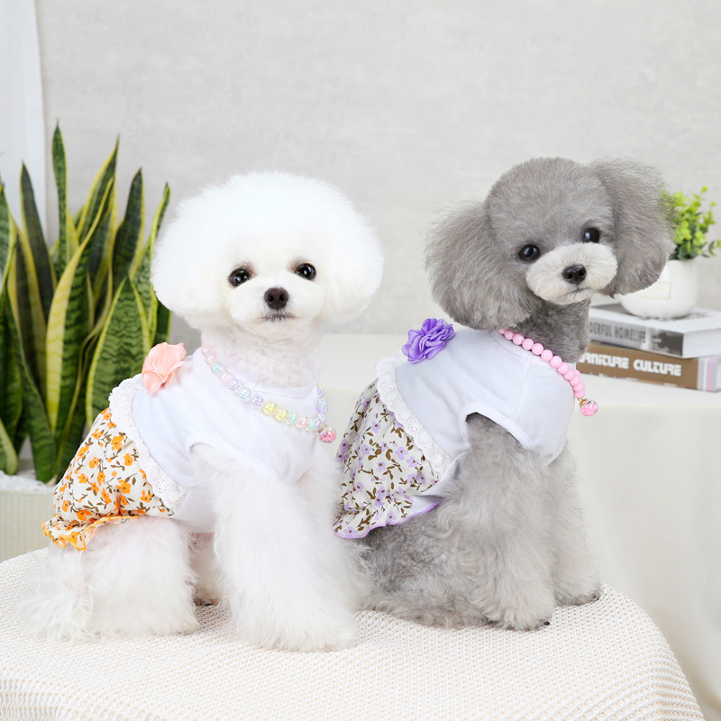 fashion pet clothing cute floral dress pet skirtpicture3