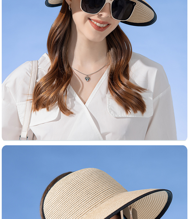 385g Weight Straw Hat Hats Type Casual, Outdoor Occasion Straw Material Solid Color Pattern Summer Season Women's Gender Elegant, Basic Style Big Eaves Rim Women's Elegant Basic Solid Color Big Eaves Straw Hat 9
