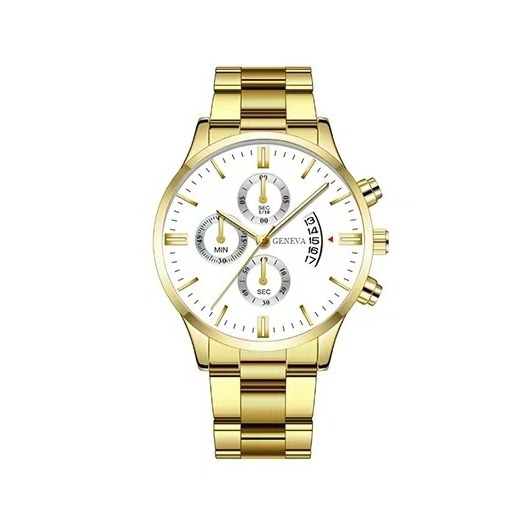 금 껍질 금 시계 줄 흰색 표면 금 바늘