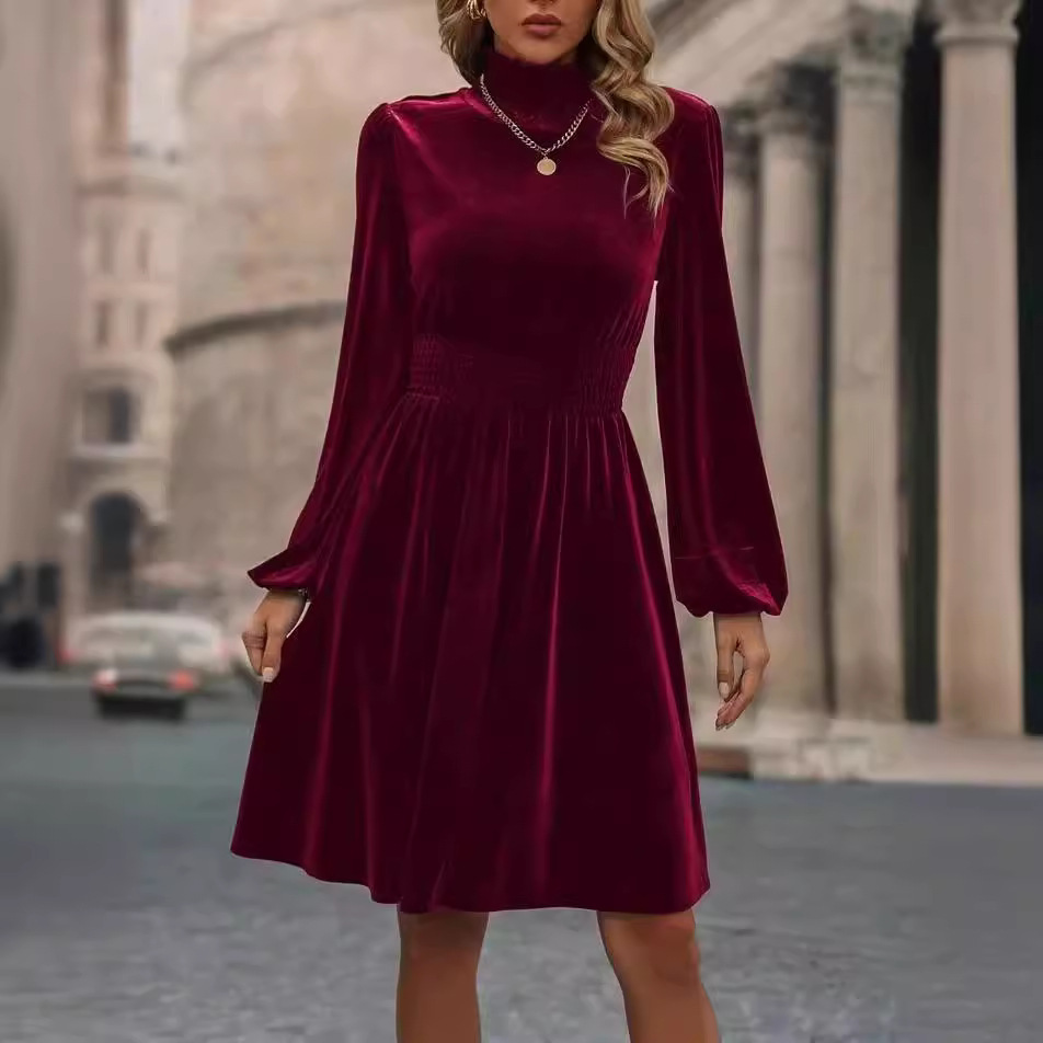 fashionable elegant solid color velvet long-sleeve