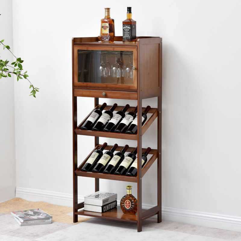 A5L European-style wine rack bar floor wine cabinet wine red wine solid wood storage display rack shelf wine glass rack