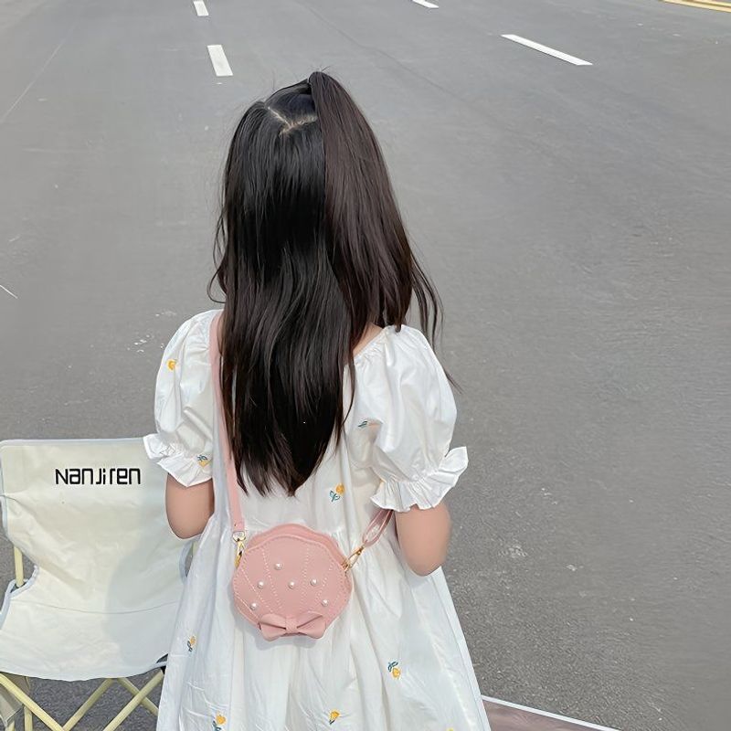 New cute children's bag for girls, stylish princess-style pearl shell coin purse, trendy shoulder and crossbody bag for little ones