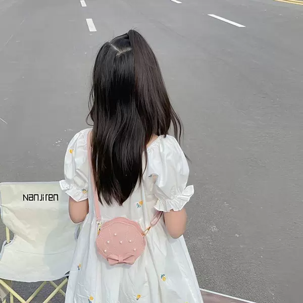 New cute children's bag for girls, stylish princess-style pearl shell coin purse, trendy shoulder and crossbody bag for little ones
