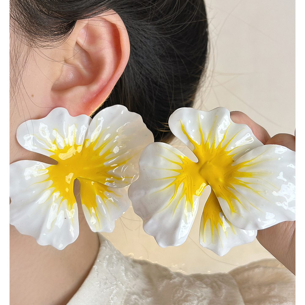 39g Weight 925 Sterling Silver Ear Needle Material Ear Studs Classification 1 Pair Vacation Flower Enamel Iron Ear Studs