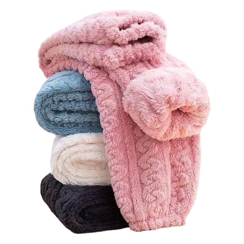 Pajama Pants Women's Trousers Autumn and Winter Coral Fleece fleece-lined Thickened chubby girl Fairy Warm Pants Flange plus size Home Pants
