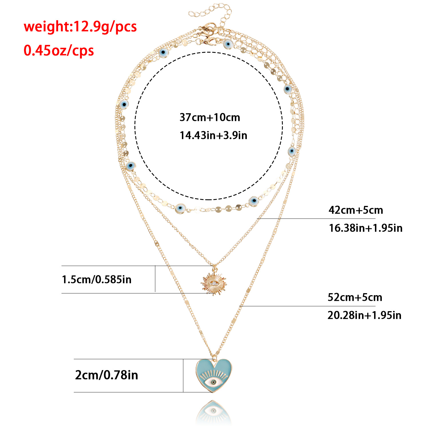 Fashion Devil's Eye Alloy Plating Layered Necklaces display picture 1