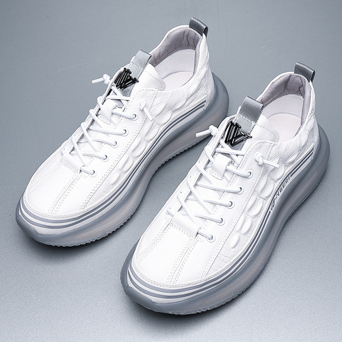 Trendy sports shoes for men cowhide crocodile pattern casual men's shoes popcorn soft sole running shoes for men dropshipping