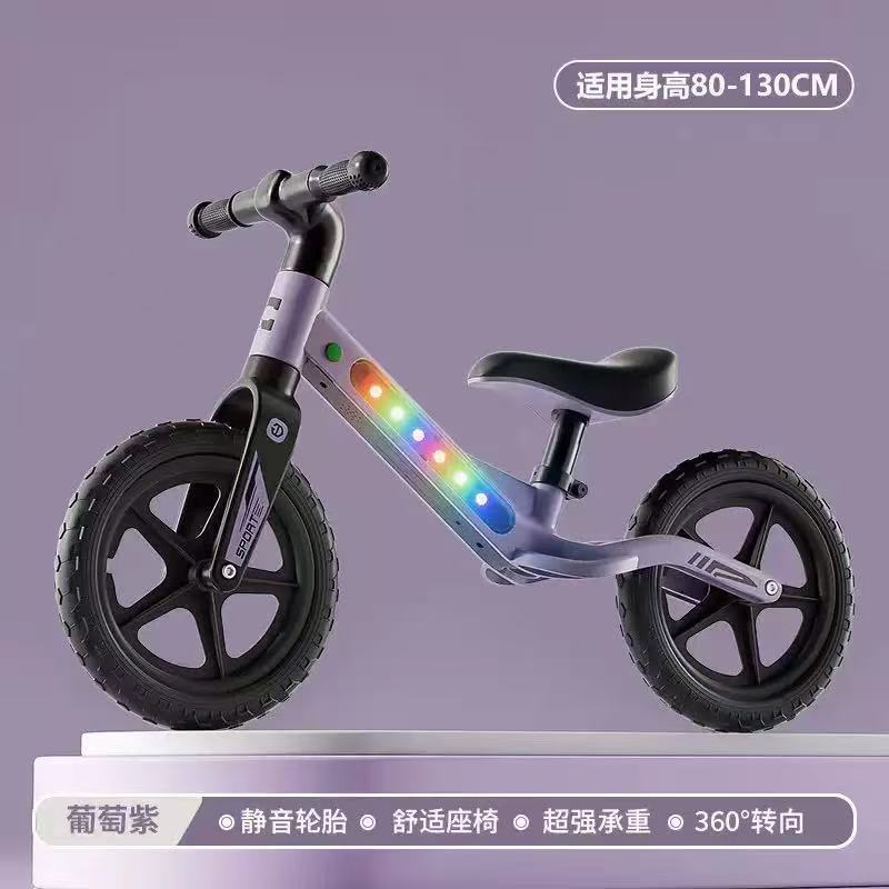 Baby balance bike, música, iluminación, patina, bebés de 1 - 6 años de edad sin pedal, bicicletas de dos ruedas, marco integrado