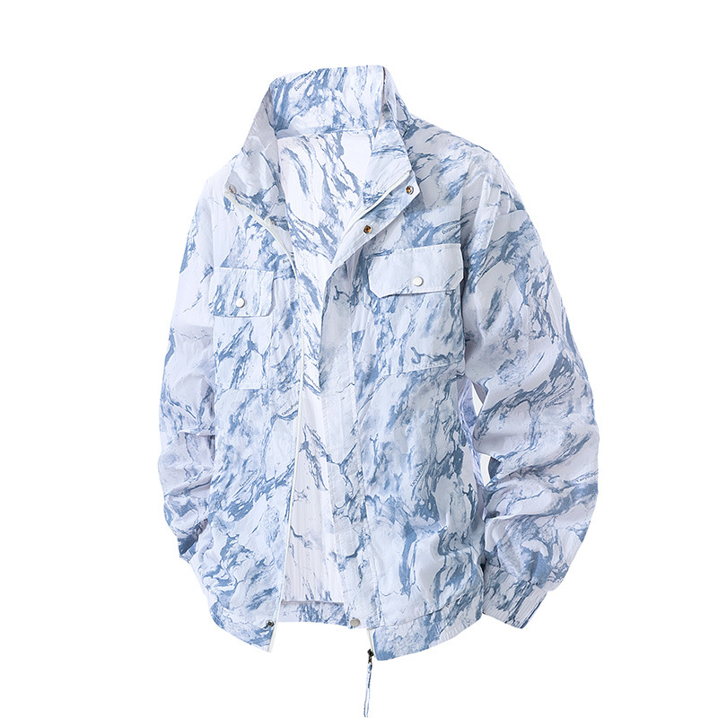 Imagen tridimensional en 3D] Ropa de protección solar de talla grande de seda de hielo M-8XL para hombres UPF50 protección UV para parejas Ropa de protección solar fresca image 8