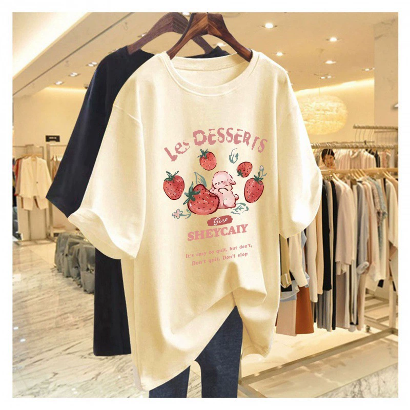 Новинка 2025 года, свободная футболка больших размеров с короткими рукавами, женский дизайн, ниша 110kg года, топ больших размеров, закрывающий тело