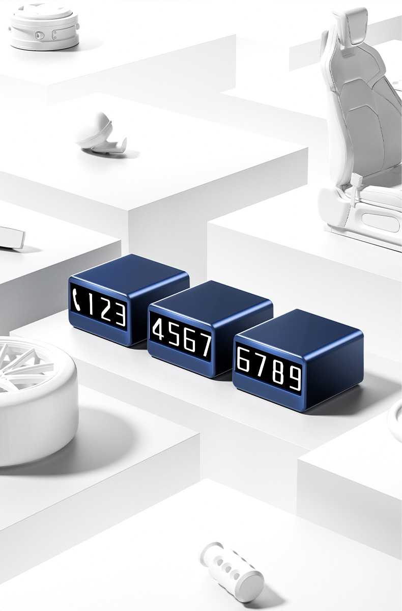 New model of the small cube parking number plate, rotatable and concealable, with luminous numbers, a phone number plate for moving vehicles, parking card ornament