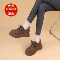 复古风厚底乐福鞋女2025新款秋季百搭增高轻便软底低帮勃肯单鞋
