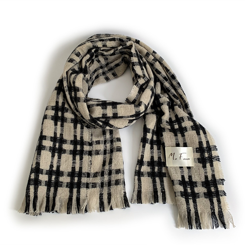 Tejedido bufandas de alta sensación 2025 otoño y invierno nueva moda universal engrosado bufandas de cuadrillas cálidas al por mayor