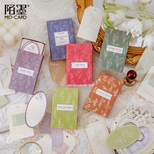 Momo boxed material paper notes, Forest of All Things series, 6 types of retro notebook message and note base papers