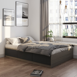 9C No-bedside Bed Modern Casual Rental House Bed Small Apartment SpaCe-saving Step RiCe Storage Bed SeCondary Bedroom Without BaCkrest