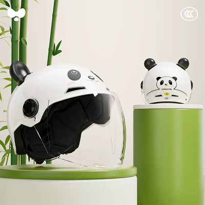 Yinglan Women's Small Head: Motosiklet kaskı (dəbilqə) - 3c-panda-white-hd-long-lens-class-a-new-national-standard-one-size-fits-all