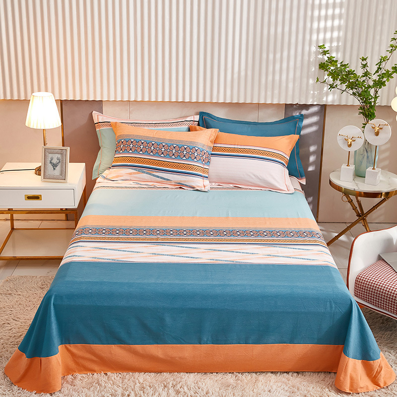 多規格加厚磨毛純棉床單單件印花全棉布防滑斜紋被單枕套三件套