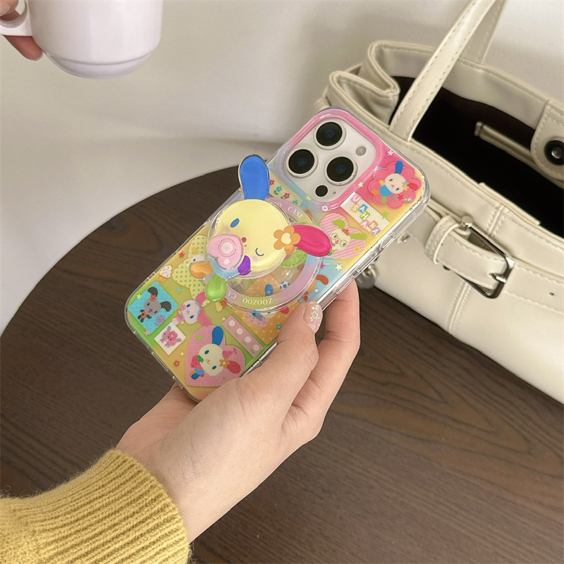 ラブレインボーラビット Apple 15promax 携帯電話ケース iPhone14 スタンド 13 磁気吸引 12 ペンダントかわいい|undefined