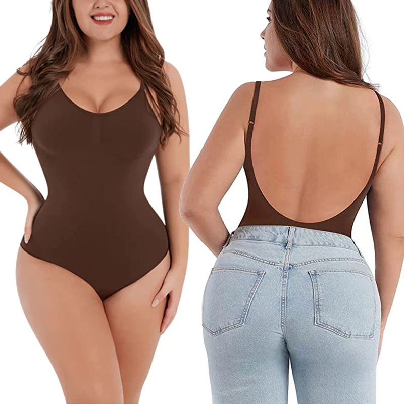 Hot Selling Cross-border Large Size T-shaped Body Shaping Clothes Hip Lifting Seamless Corset Women's Clothes Sling Belly-tucking Jumpsuit Backless