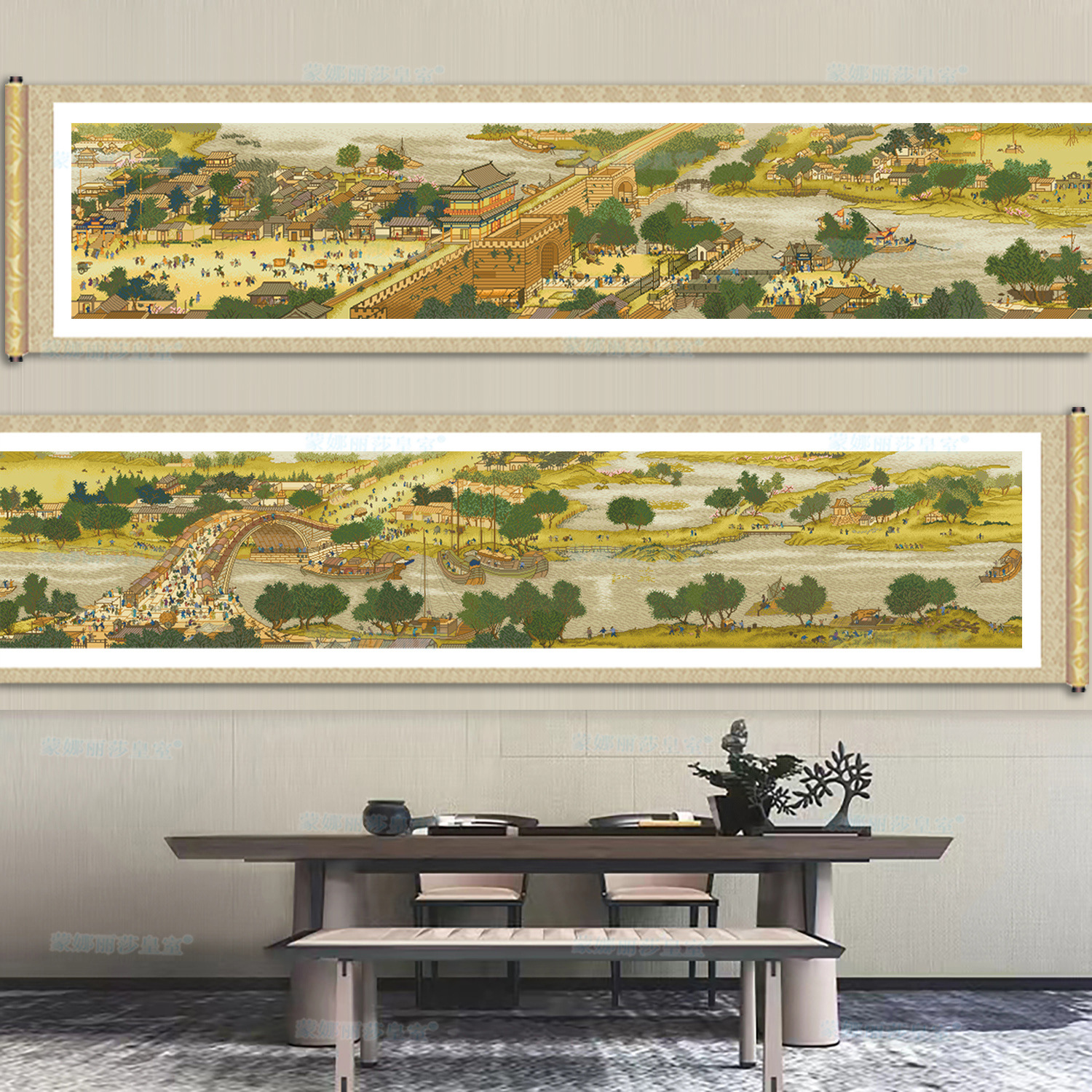 Punto de Cruz de Alta Gama de la Mona Lisa con Paisaje Panorámico del Río Qingming, 56 Colores, para Bordado DIY en la Sala de Estar image 1