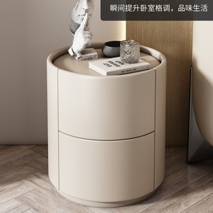 Italian-Style Light Luxury Minimalist Modern Small Internet Celebrity Fully Assembled Round Solid Wood High-End Minimalist Ins-Style Bedroom Nightstand