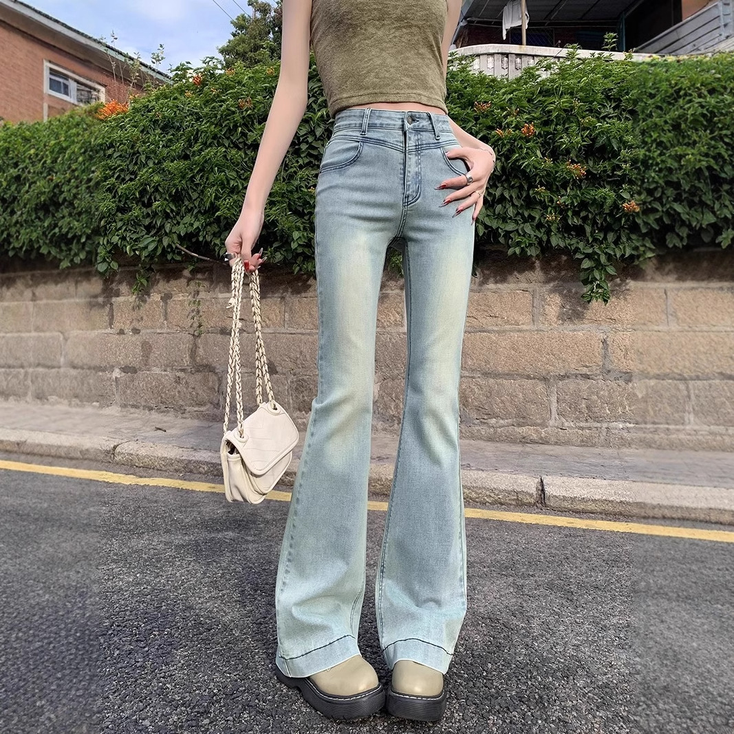 Micro-La Jeans Women's 2025 Spring and Summer New Arrival Small High Waist Flared Pants Slim-Fit Slimming Vintage Horseshoe Pants