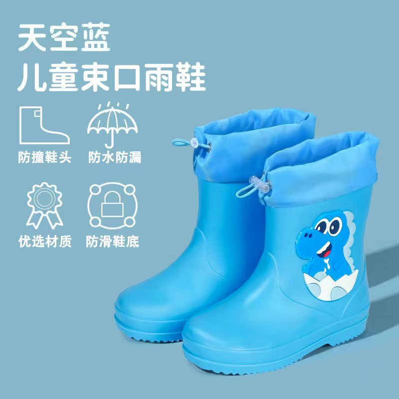 Bebés zapatos impermeables para niños, dibujos animados lindos para niños y niñas, jardín de infantes, zapatos impermeables para niños mayores, zapatos de lluvia antideslizantes y veludo