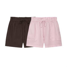 女装2026夏季新品 休闲百搭松紧腰系带亚麻短裤女 4344040