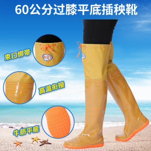 Ultra-high rain boots long water shoes men's fishing water Women's rice boots thickened wear-resistant non-slip fishing boots rubber shoes