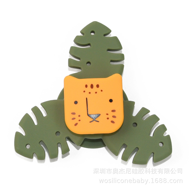 跨境现货直销儿童指尖陀螺益智玩具婴儿可啃咬树叶老虎吸盘转转乐|undefined