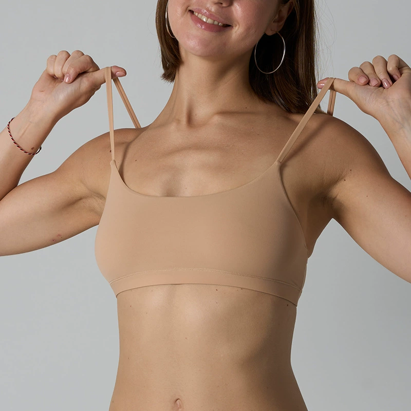 Высокоэластичный спортивный бюстгальтер Everyday Scoop Bralette без подушечек для груди и без ободков, сверхлегкий, телесного цвета, для дома