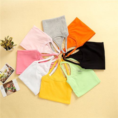 Summer girls camisole children's vest candy color thin section children's bottoming Y-shaped underwear cotton top belly protection