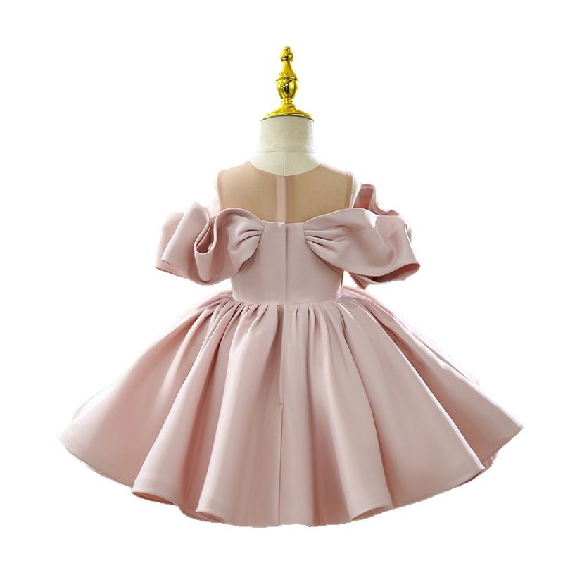 Vestido de aniversario de niñas vestido de novia de princesa de niñas vestido de hombro rosa un anfitrión vestido de piano