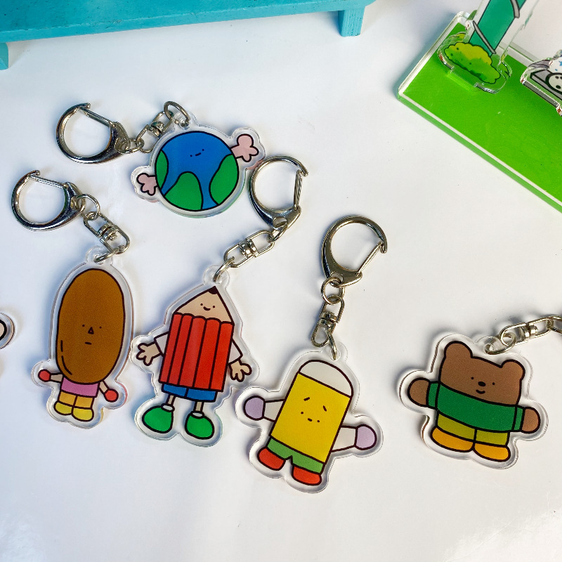 厳選された新しいアクリルキーホルダー両面かわいい漫画子供っぽいカップル親友バッグジュエリーペンダントギフト|undefined