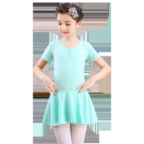 幼少儿童舞蹈服装夏季女棉练功服短袖蕾丝演出连体服芭蕾舞蹈裙