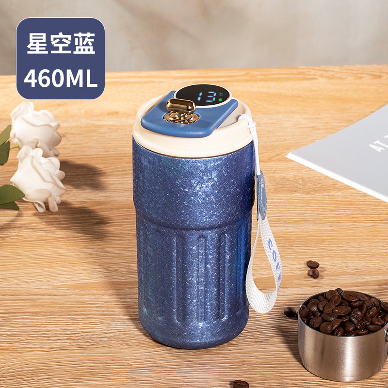 高颜值显温咖啡杯316不锈钢保温杯大容量便携礼品水杯提绳口袋杯|undefined