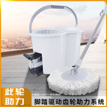 厂家直销懒人免洗拖把双驱动金属脚踏旋转拖布桶可拆超细纤维拖布
