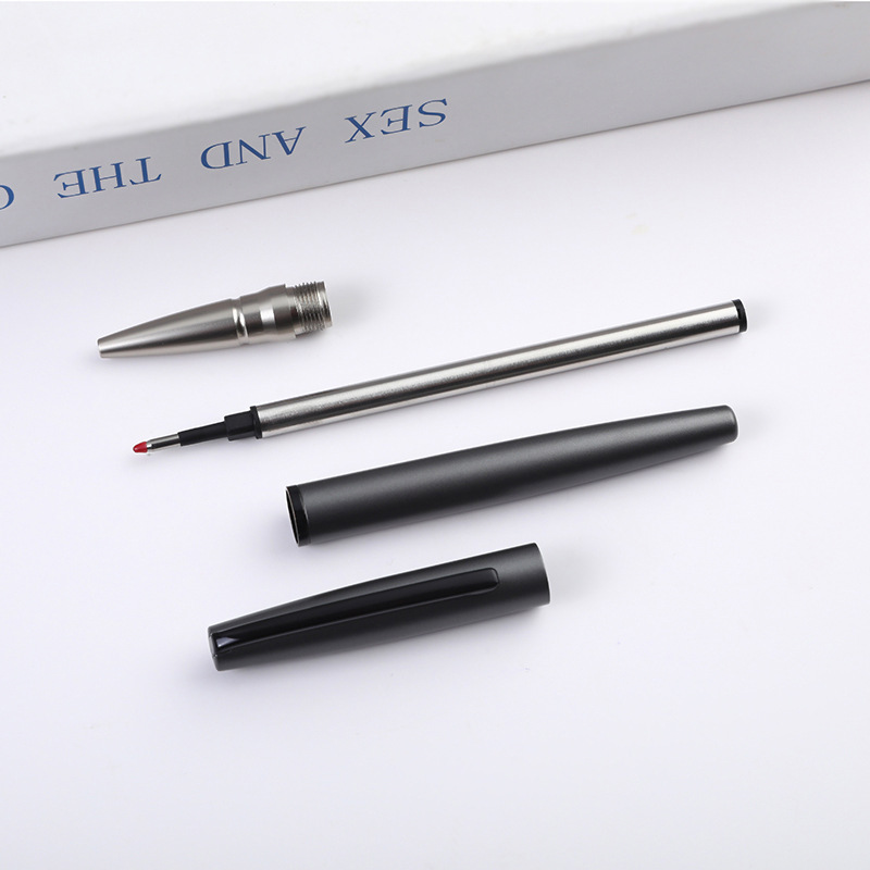 Fabricante en stock pluma de firma pluma de metal regalo de negocios de gama alta impresión de publicidad logotipo esmerilado textura de la pluma del grano