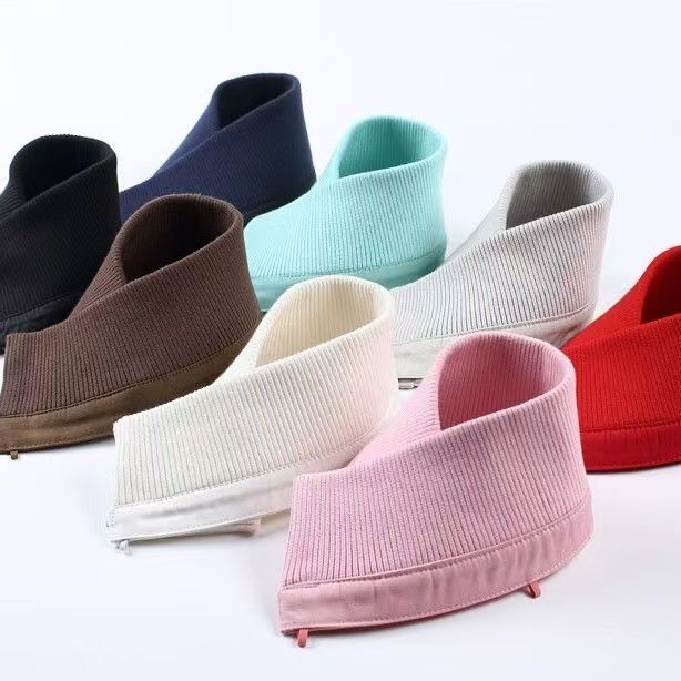 Detachable Winter Coat down Jacket with Removable Washable Collar, Versatile Pure Cotton Knit Ribbed Unisex Anti-Dirt Universal