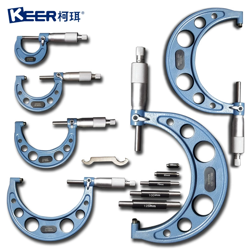 Koer set outer diameter micrometer 0-150MM spiral micrometer high hardness alloy head micrometer card instrument
