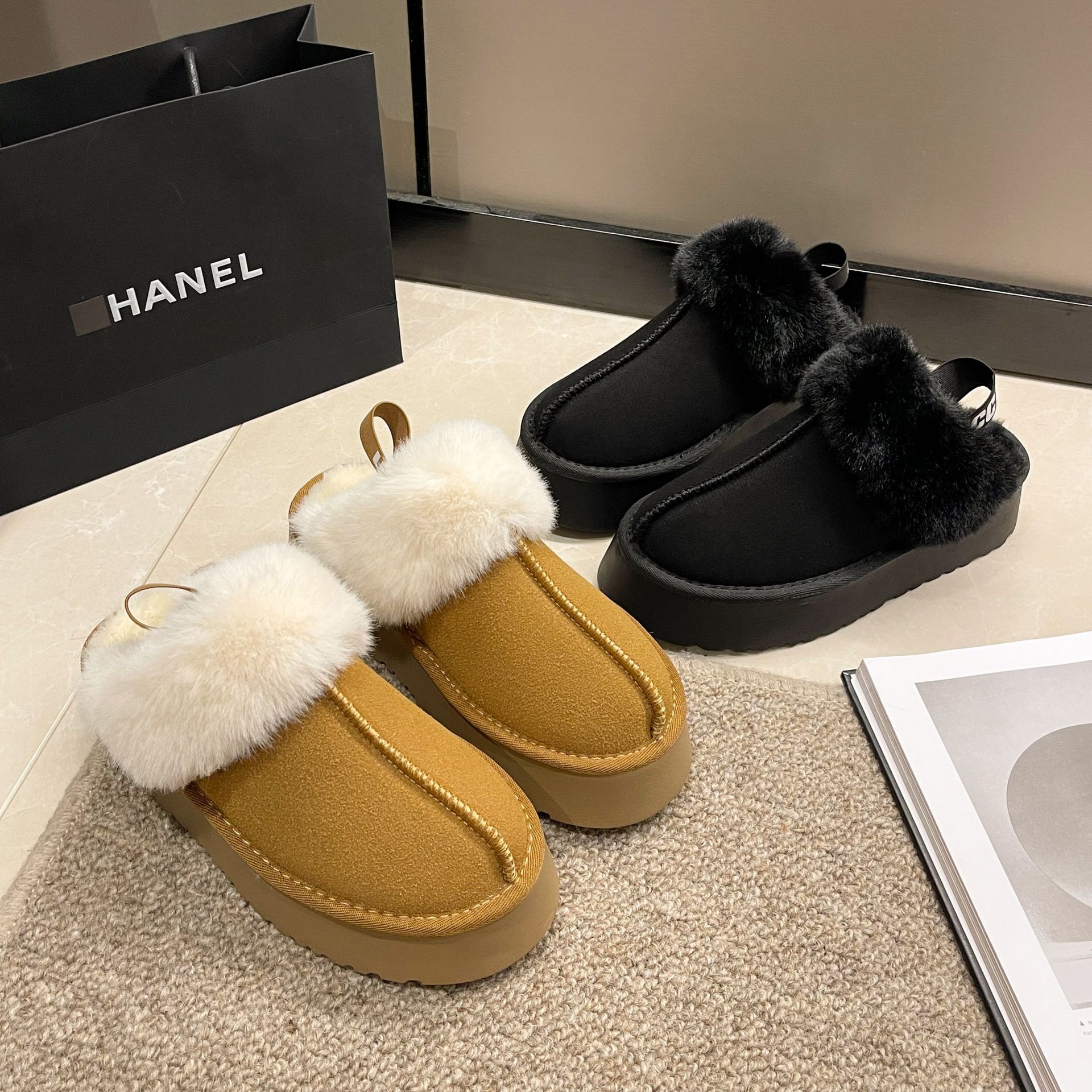 Botas de nieve para mujer para usar como ropa exterior zapatos peludos de suela gruesa 2023 otoño e invierno nuevo estilo de piel integrada más medias zapatillas con puntera de terciopelo_voghion.com